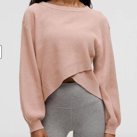 Lululemon reversible crossover ribbed sweater cotton blend warm beige XL - Picture 1 of 10